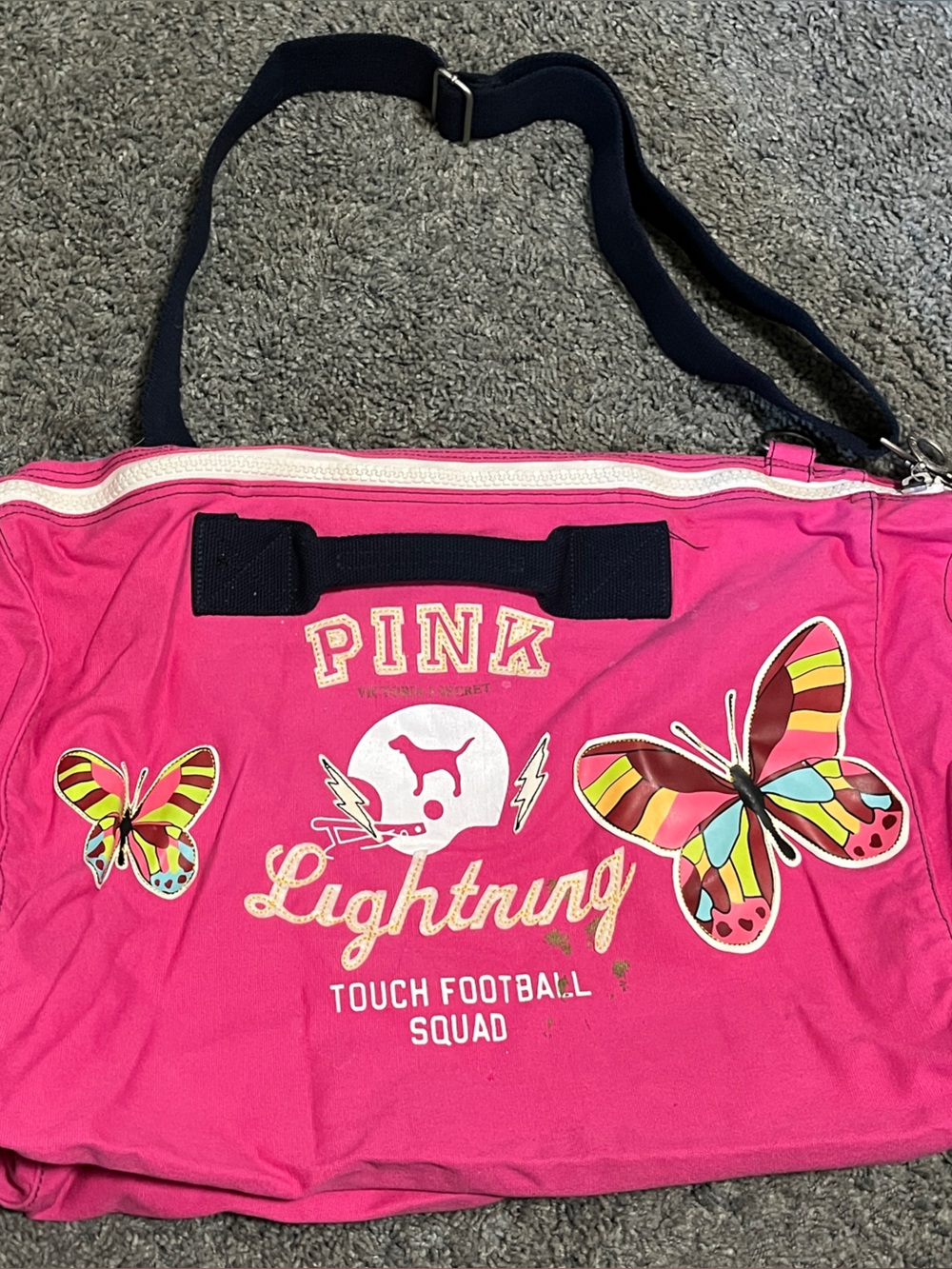PINK Victoria’s Secret pink Bright Pink Butterfly Duffel Bag